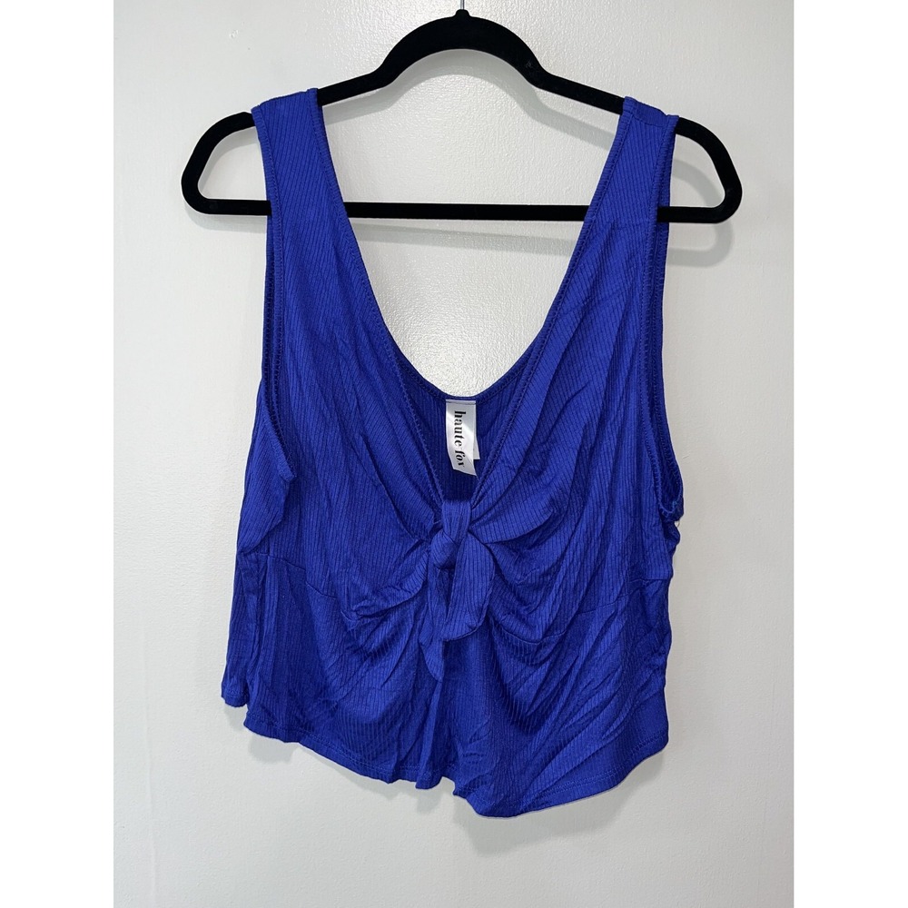 Blue Chic Soul Tie Front Tank Top, 3X